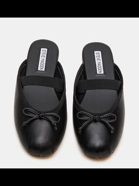 Steve Madden Black Leather Ballet Mule with Bow